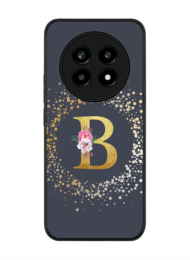 For Realme 13 Pro / 13 Pro+ Case,Slim fit Camera Protection, Shockproof Thin Phone cover  - Custom Monogram Floral - B  (Grey )